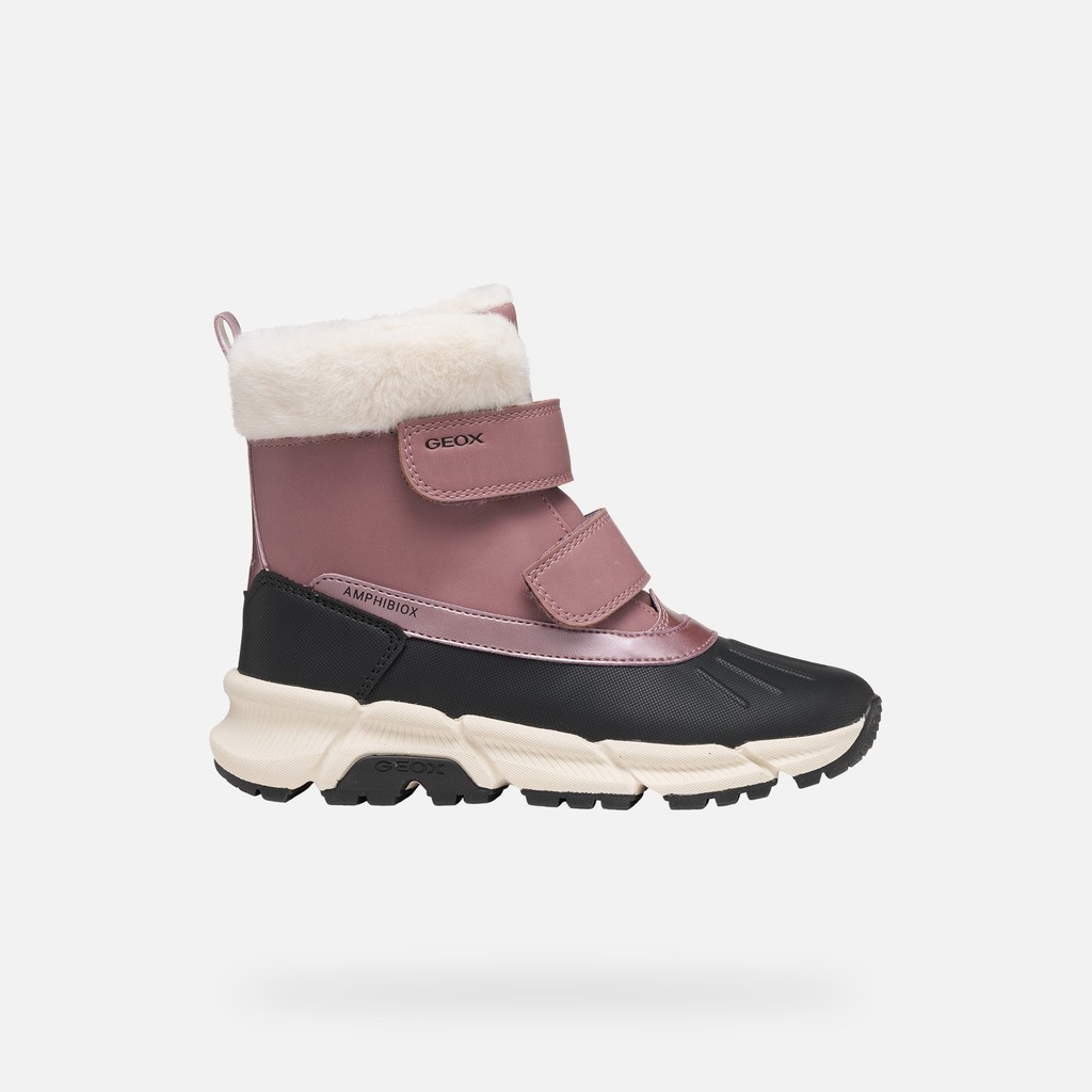 Waterproof snow ankle boots FLEXYPER PLUS ABX GIRL Dark rose/Black - image number 1 | GEOX