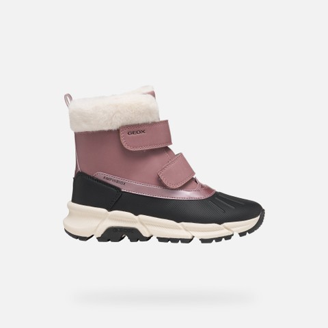 Waterproof snow ankle boots FLEXYPER PLUS ABX GIRL Dark rose/Black - image number 1 | GEOX
