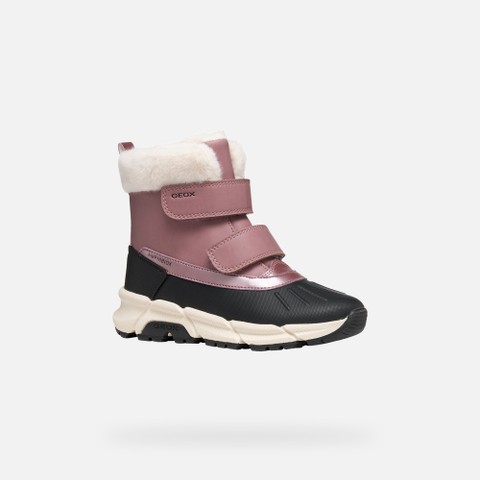 Waterproof snow ankle boots FLEXYPER PLUS ABX GIRL Dark rose/Black - image number 2 | GEOX