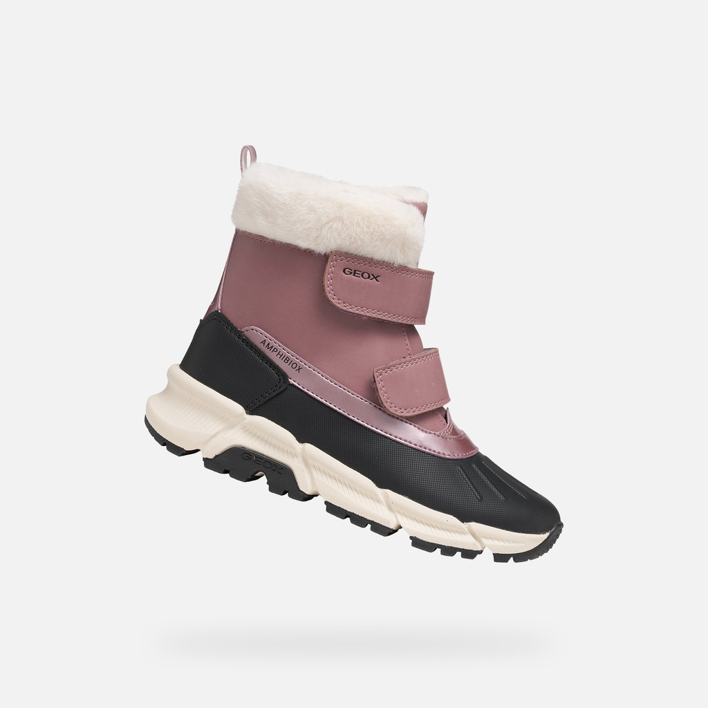 Waterproof snow ankle boots FLEXYPER PLUS ABX GIRL Dark rose/Black - image number 0 | GEOX
