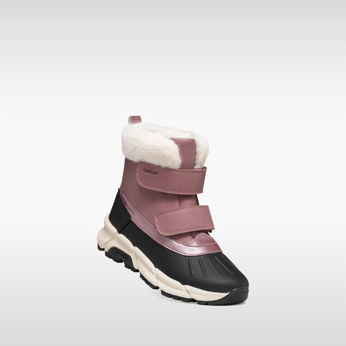 Waterproof snow ankle boots FLEXYPER PLUS ABX GIRL Dark rose/Black | GEOX