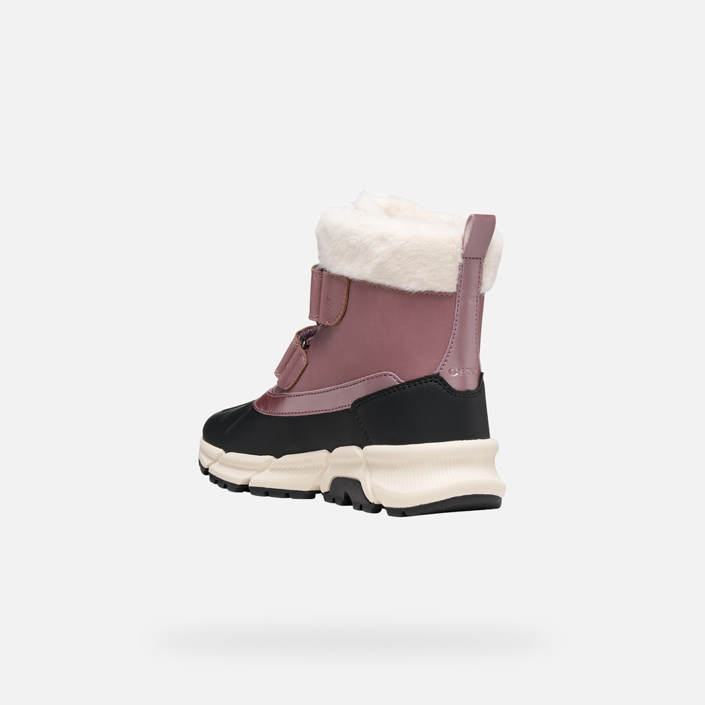 Waterproof snow ankle boots FLEXYPER PLUS ABX GIRL Dark rose/Black - image number 3 | GEOX