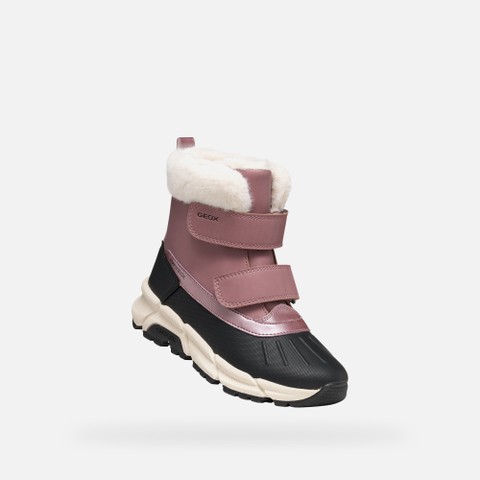 Waterproof snow ankle boots FLEXYPER PLUS ABX GIRL Dark rose/Black - image number 4 | GEOX