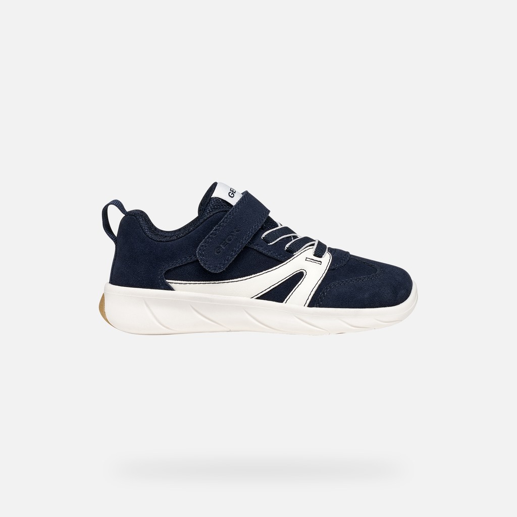 Chaussures Barefoot souples FOOT-RUN GAR&Ccedil;ON Bleu marine fonc&eacute;/Blanc - image number 1 | GEOX
