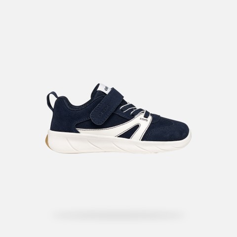 Chaussures Barefoot souples FOOT-RUN GAR&Ccedil;ON Bleu marine fonc&eacute;/Blanc - image number 1 | GEOX