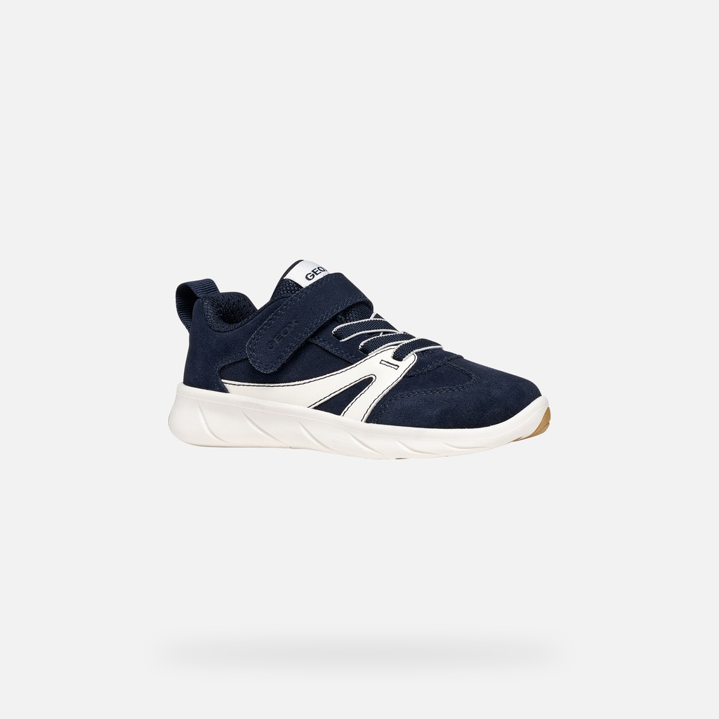 Chaussures Barefoot souples FOOT-RUN GAR&Ccedil;ON Bleu marine fonc&eacute;/Blanc - image number 2 | GEOX