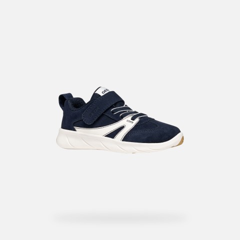 Chaussures Barefoot souples FOOT-RUN GAR&Ccedil;ON Bleu marine fonc&eacute;/Blanc - image number 2 | GEOX
