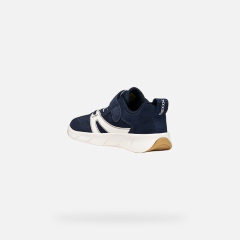Chaussures Barefoot souples FOOT-RUN GAR&Ccedil;ON Bleu marine fonc&eacute;/Blanc - image number 3 | GEOX