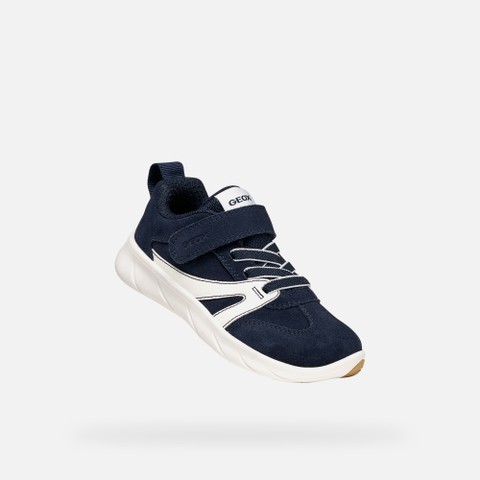 Chaussures Barefoot souples FOOT-RUN GAR&Ccedil;ON Bleu marine fonc&eacute;/Blanc - image number 4 | GEOX