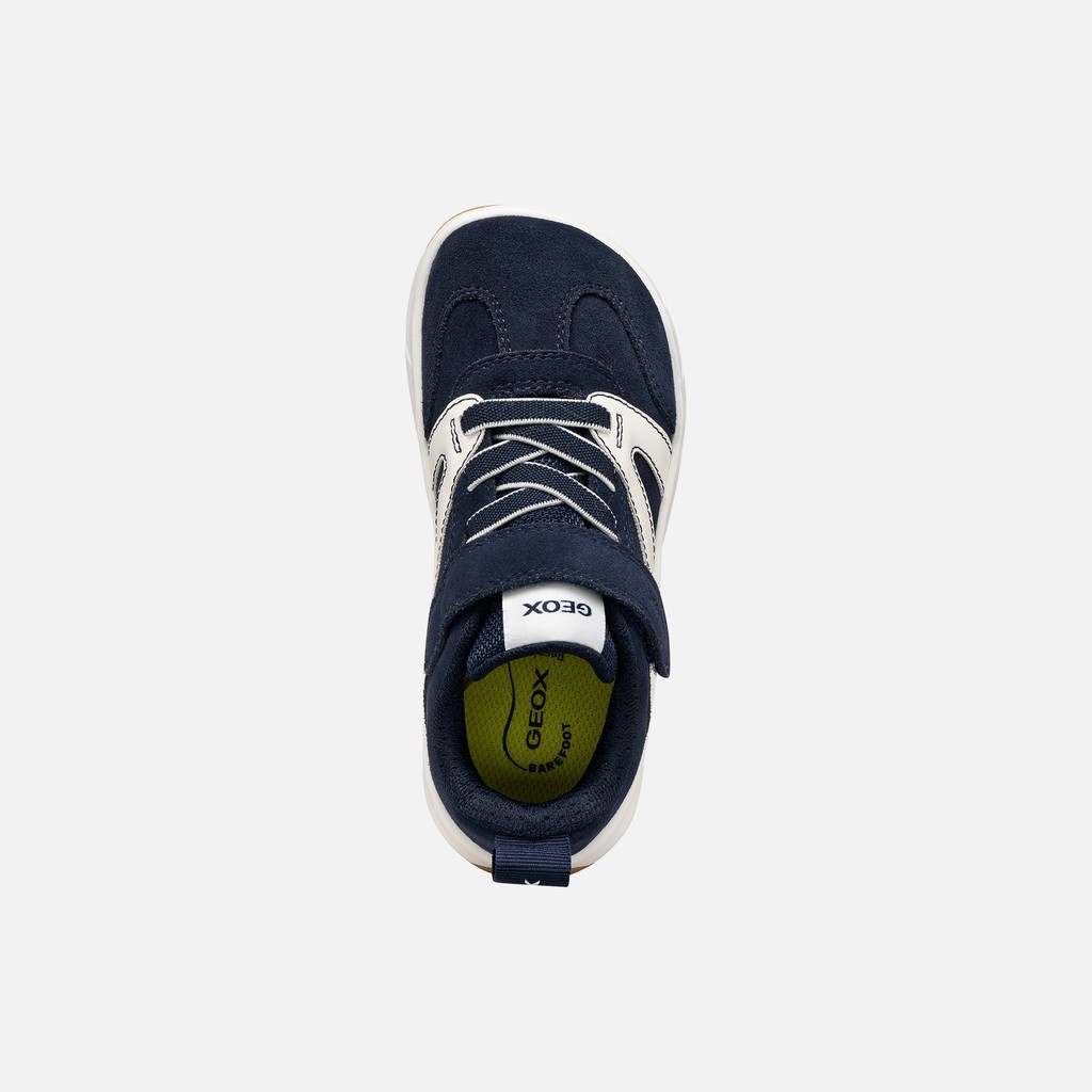 Chaussures Barefoot souples FOOT-RUN GAR&Ccedil;ON Bleu marine fonc&eacute;/Blanc - image number 5 | GEOX