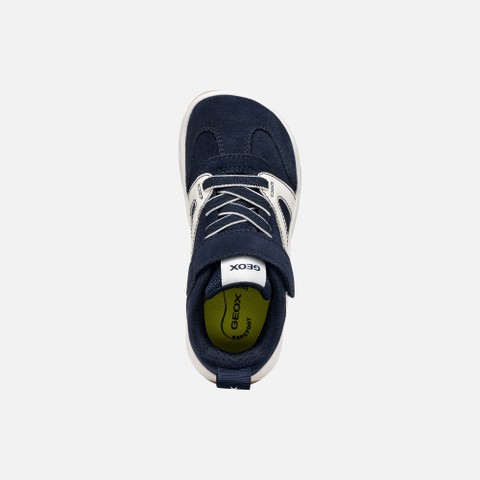 Chaussures Barefoot souples FOOT-RUN GAR&Ccedil;ON Bleu marine fonc&eacute;/Blanc - image number 5 | GEOX