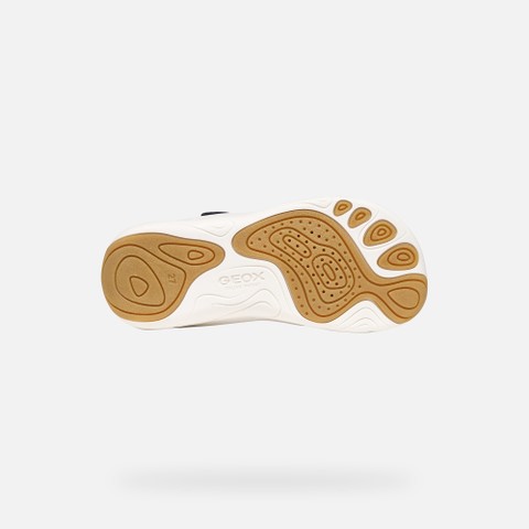 Chaussures Barefoot souples FOOT-RUN GAR&Ccedil;ON Bleu marine fonc&eacute;/Blanc - image number 6 | GEOX