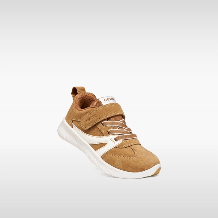 Lightweight and flexible Barefoot shoes FOOT-RUN BOY Caramel/White | GEOX