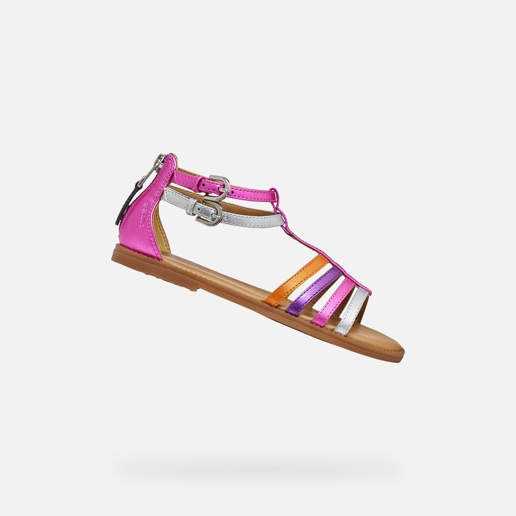 Open sandals SANDAL KARLY GIRL Fuchsia/Silver - image number 0 | GEOX