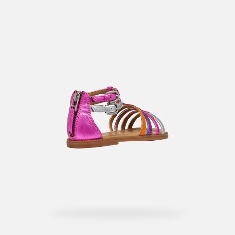 Open sandals SANDAL KARLY GIRL Fuchsia/Silver - image number 4 | GEOX