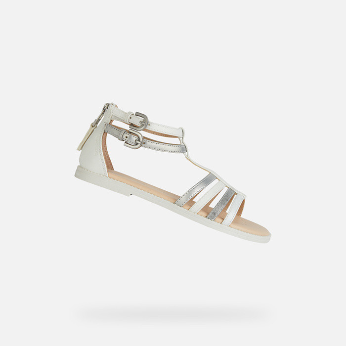 Sandales ouvertes SANDAL KARLY FILLE Blanc/Argent clair | GEOX