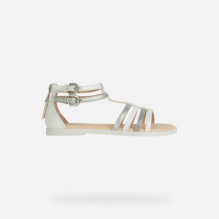 Sandales ouvertes SANDAL KARLY FILLE Blanc/Argent clair | GEOX