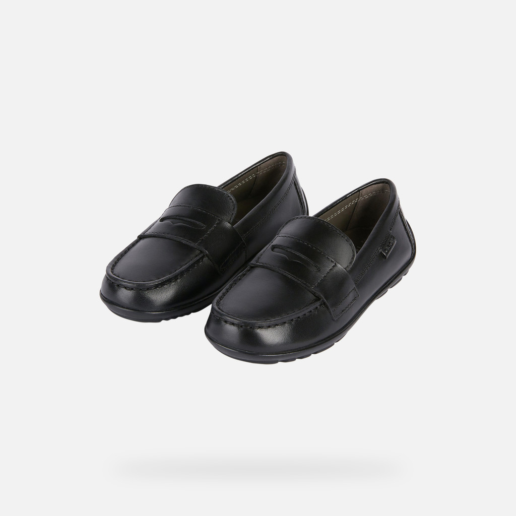 Geox® NEW FAST: Boy's Black Leather Loafers | Geox® Uniform
