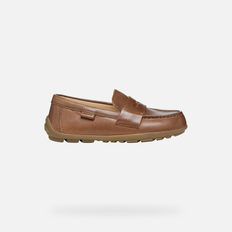 leather loafers NEW FAST BOY Coffee - image number 1 | GEOX