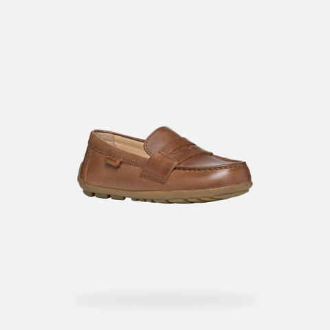 leather loafers NEW FAST BOY Coffee - image number 2 | GEOX