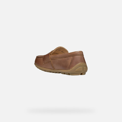 leather loafers NEW FAST BOY Coffee - image number 3 | GEOX