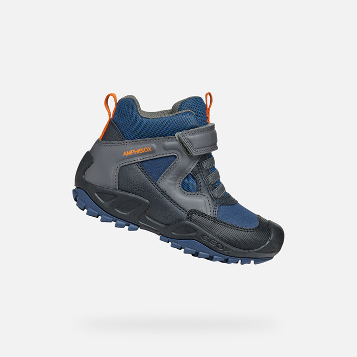 Waterproof ankle boots NEW SAVAGE ABX BOY Blue/Dark Gray | GEOX