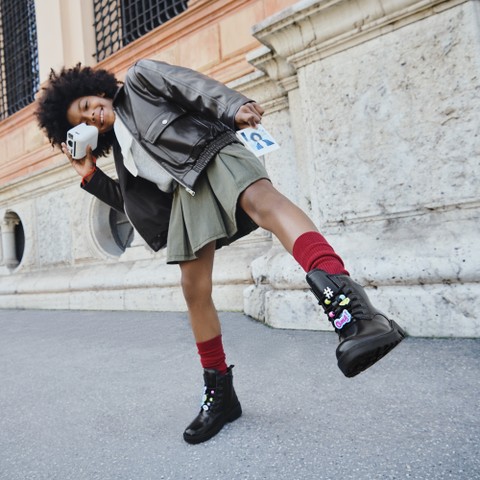 Rangers chaussures CASEY FILLE Noir/Multicolore - image number 1 | GEOX