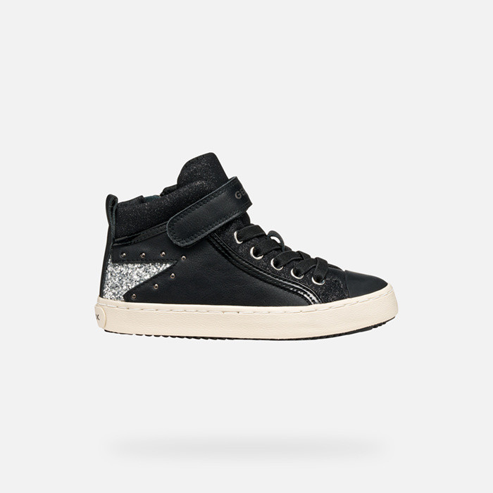 High top sneakers KALISPERA GIRL Black/Dark Silver | GEOX