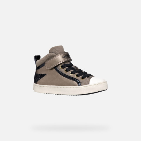 High top sneakers KALISPERA GIRL Dark Beige/Black - image number 2 | GEOX