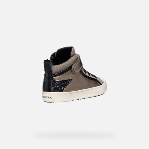 High top sneakers KALISPERA GIRL Dark Beige/Black - image number 4 | GEOX