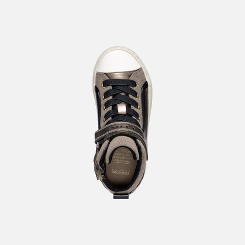 High top sneakers KALISPERA GIRL Dark Beige/Black - image number 5 | GEOX