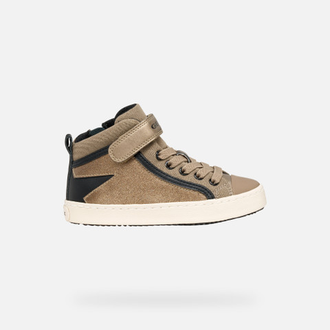 High top sneakers KALISPERA GIRL Dark beige/Black - image number 1 | GEOX