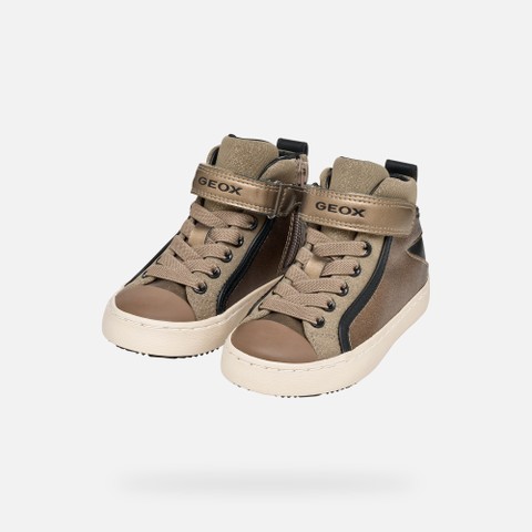 High top sneakers KALISPERA GIRL Dark Beige/Black - image number 7 | GEOX