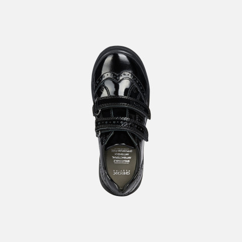 Geox J Hadriel G Black Patent Leather School Shoes