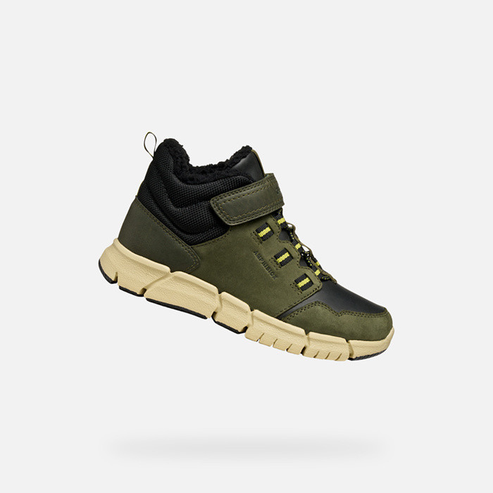 Chaussures imperméables FLEXYPER ABX GARÇON Vert militaire/Noir | GEOX