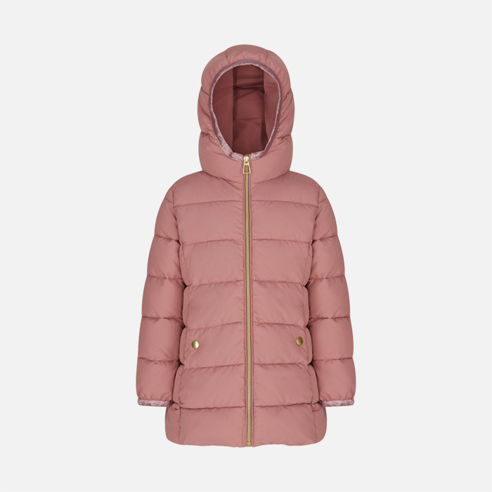 Full-length quilted coat GIOIA GIRL Old rose | GEOX