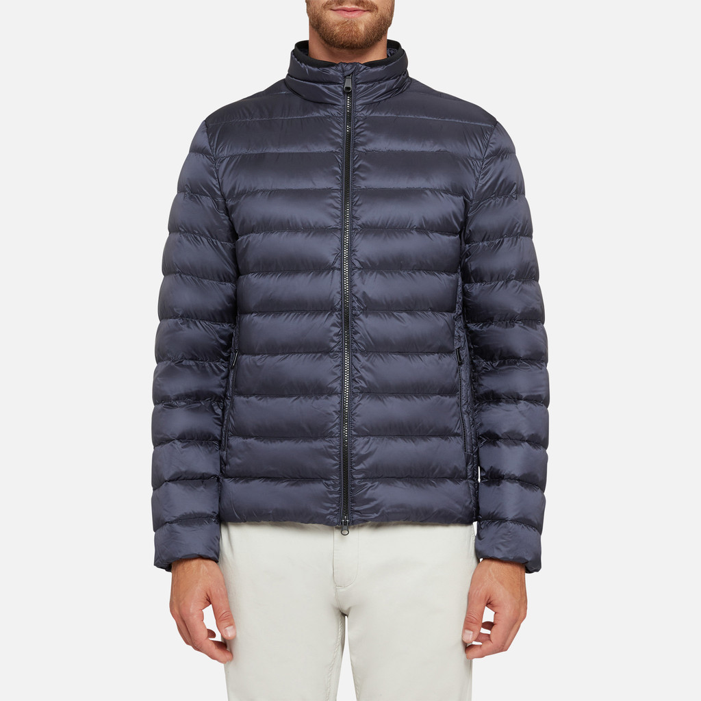 Geox® DERECK: Men's Blue Nights Short Down Jacket | Geox ® Online