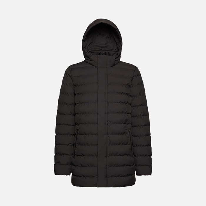 Full-length quilted coat HALLSON MAN Black | GEOX