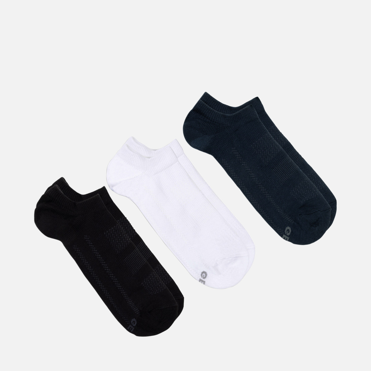 three pack socks adult — black/blue/white