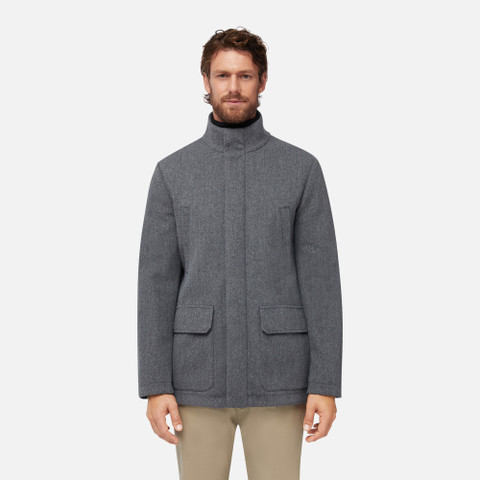 long coat MONREALE MAN Dark melange grey - image number 1 | GEOX