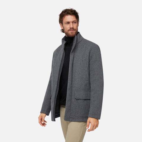 long coat MONREALE MAN Dark melange grey - image number 3 | GEOX