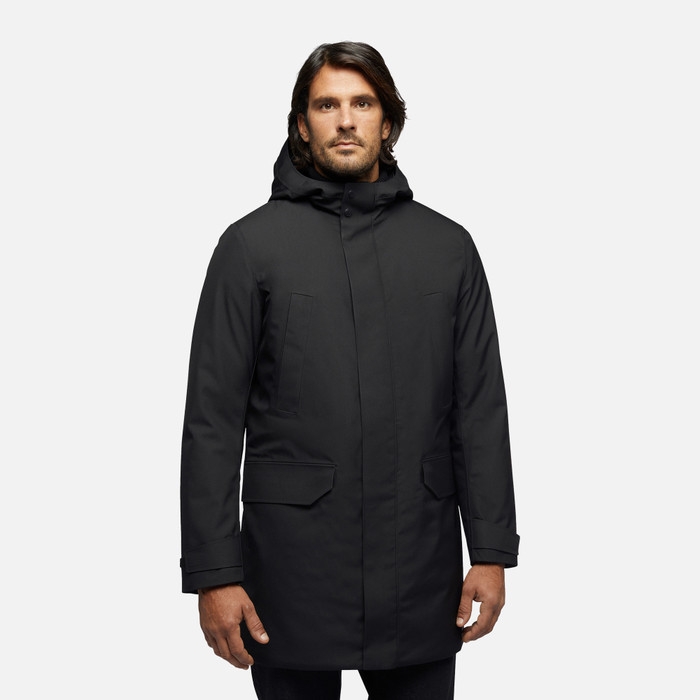 Geox® CLINTFORD LONG PAR: Waterproof Jacket black Man | Geox®