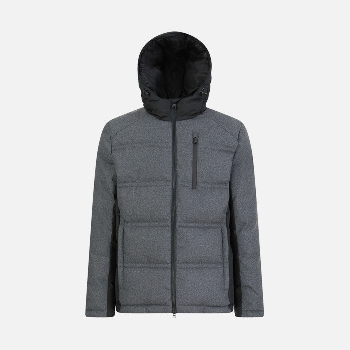 Jacket with hood RADENTE MAN Gray pinstripe/Black | GEOX