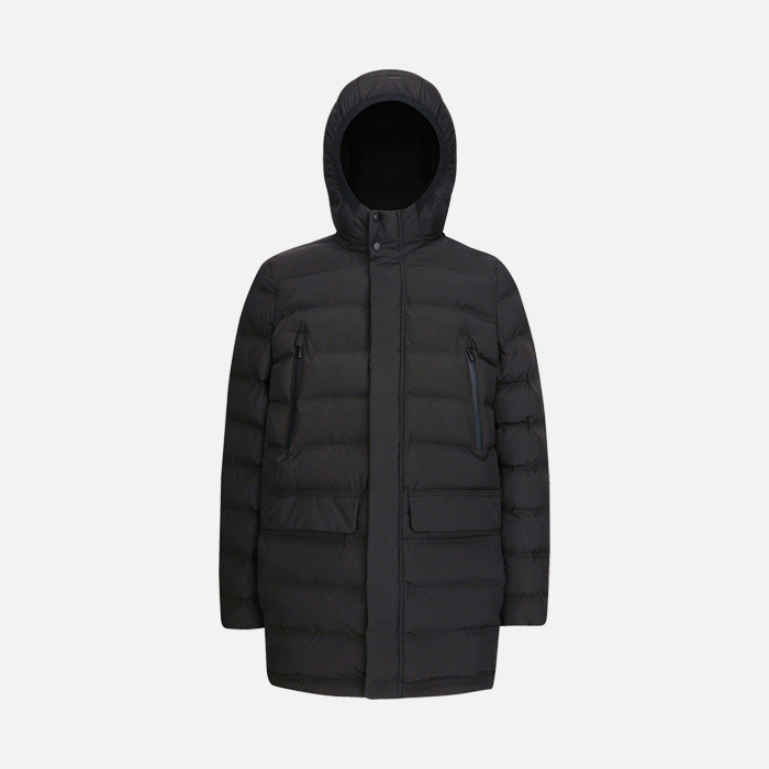 Full-length quilted coat SPHERICA MAN Black | GEOX