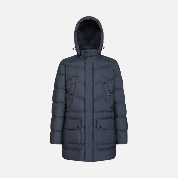 Full-length quilted coat SANDFORD MAN Black/Asphalt | GEOX