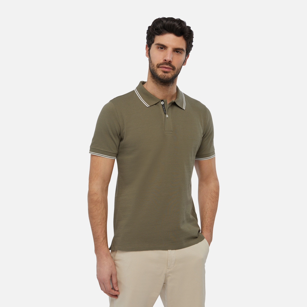 Geox® POLO: Men's deep olive Polo Shirt | Geox® SPHERICA