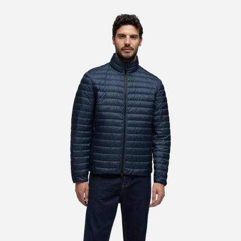 short down jacket DERECK MAN Bijou Blue/Black - image number 1 | GEOX