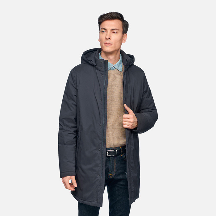 Full-length quilted coat AURELIO MAN Sky captain | GEOX