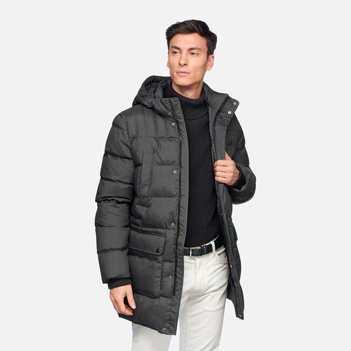 Quilted jacket SANDFORD MAN Dark melange grey | GEOX