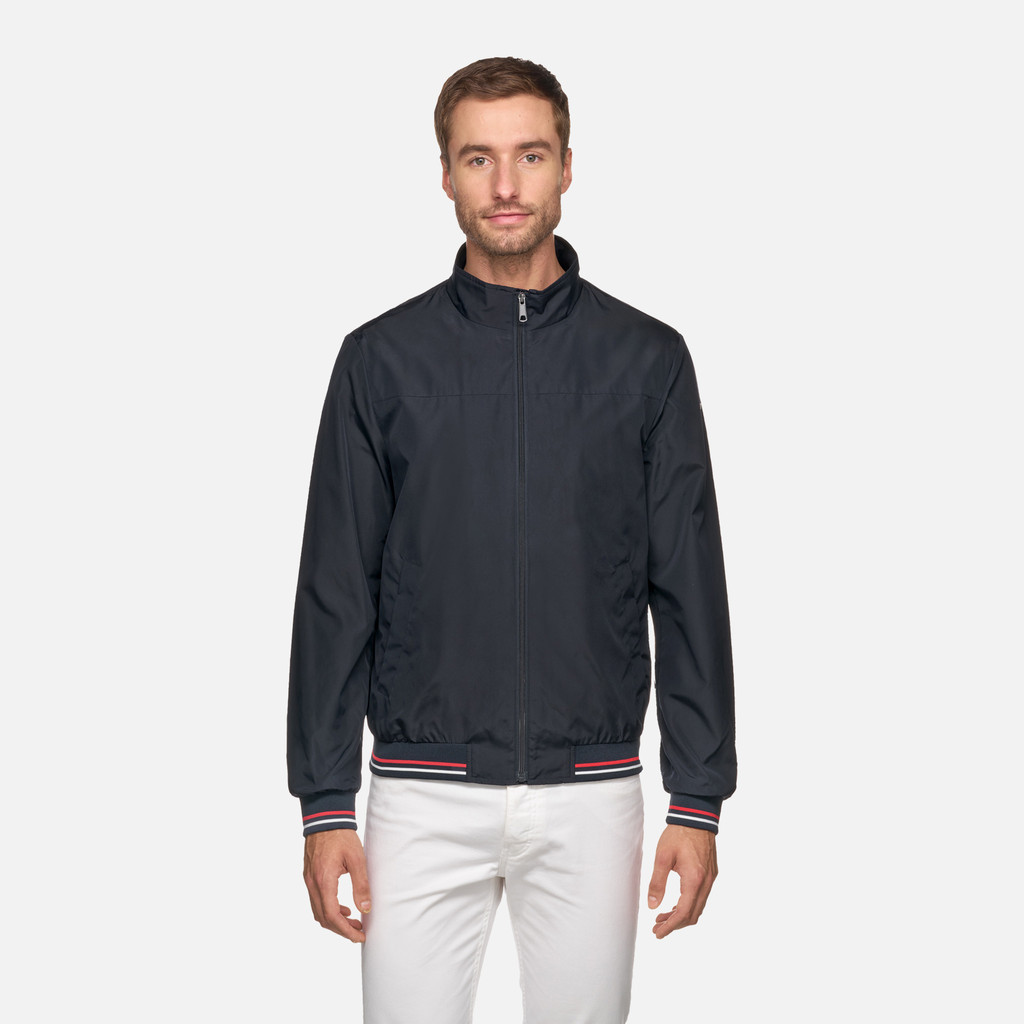 Bomber jacket JHARROD MAN Sky Captain/White/Red - image number 1 | GEOX